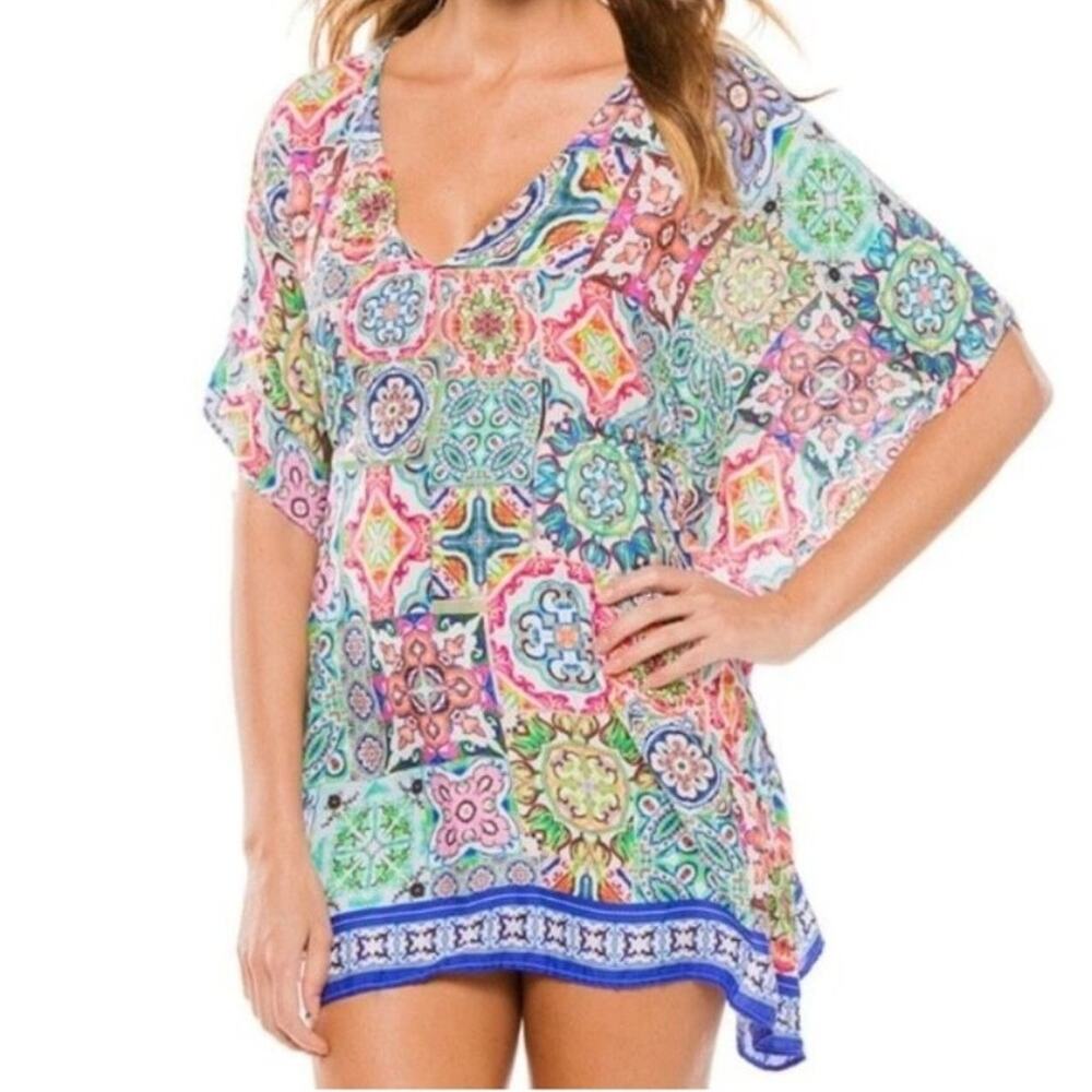 Nanette Lepore Swim Greek Tiles Goddess Caftan Coverup Small